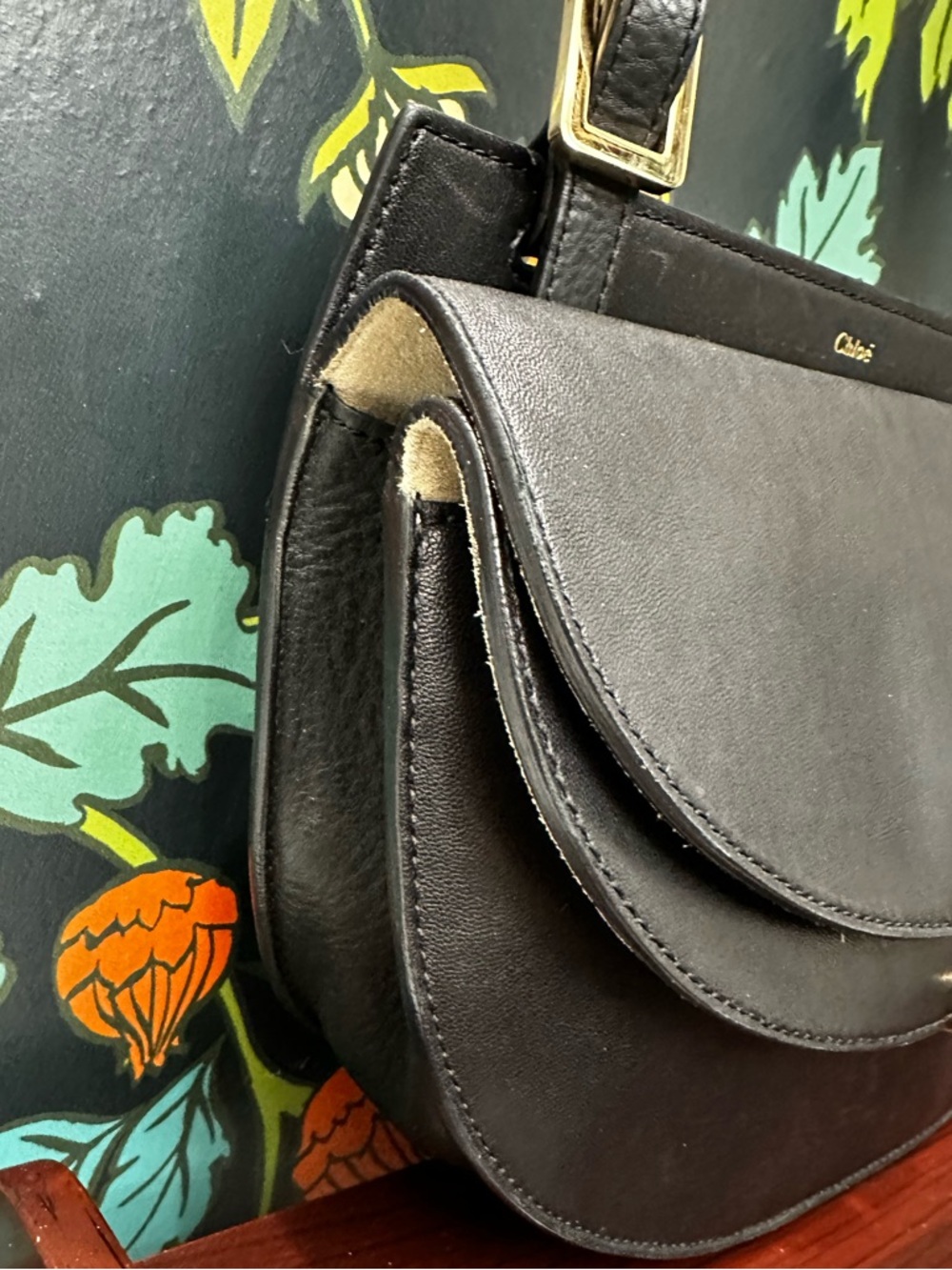 Chloé Georgia Black Calfskin Double Flap Crossbody | Made in Italy - Picture 9 of 15